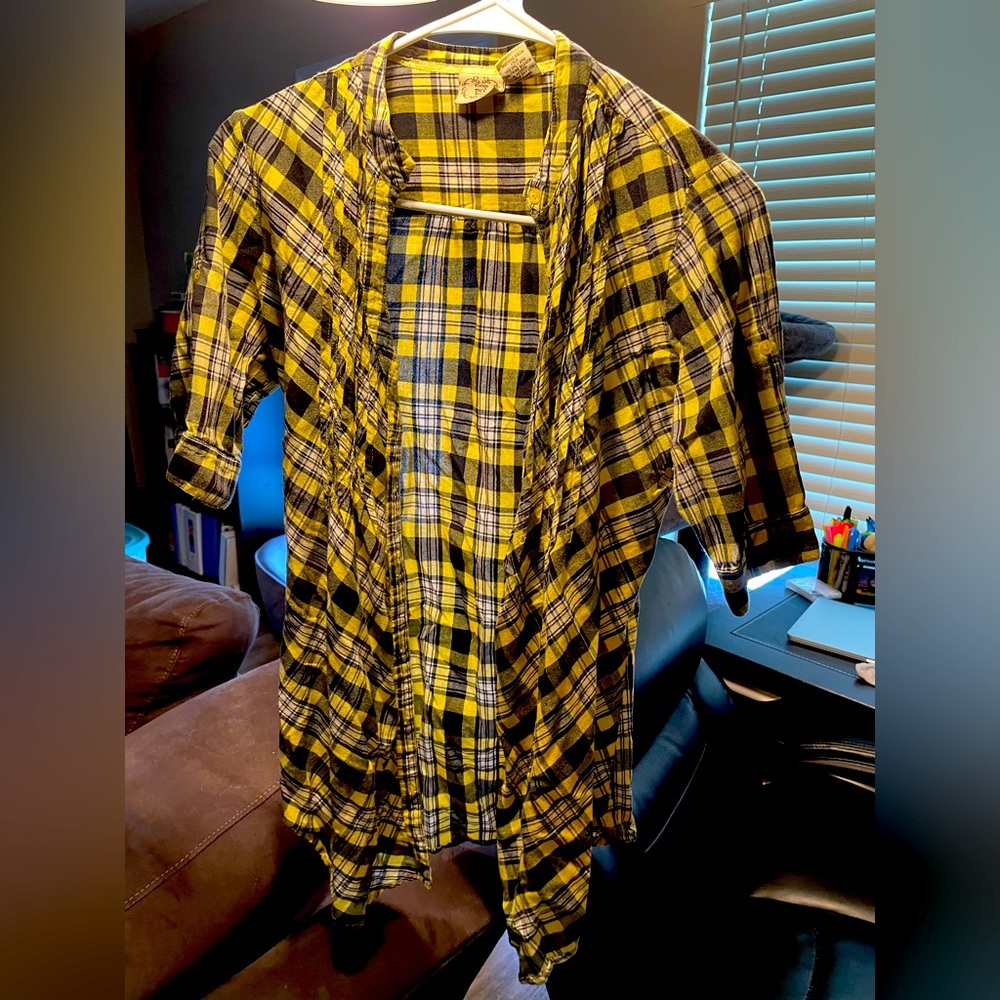 Vintage DCC Missy Yellow and Black Plaid Women’s Blouse